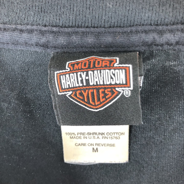 00'S Harley-Davidson Motorcycle Bike T-shirt Made in USA Men's M size cotton black type Vintage Second Hand