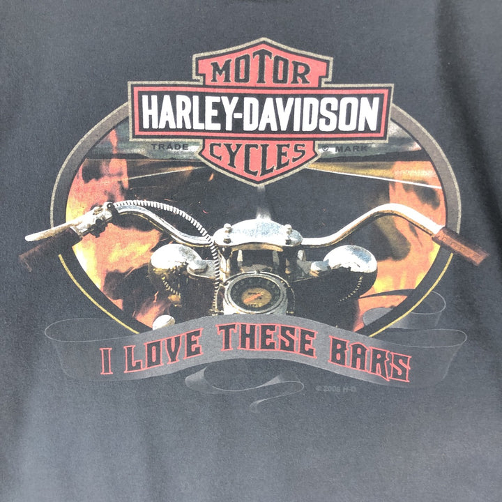 00'S Harley-Davidson Motorcycle Bike T-shirt Made in USA Men's M size cotton black type Vintage Second Hand