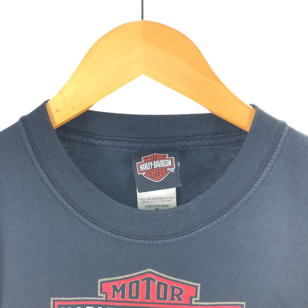 00'S Harley-Davidson Motorcycle Bike T-shirt Made in USA Men's M size cotton black type Vintage Second Hand