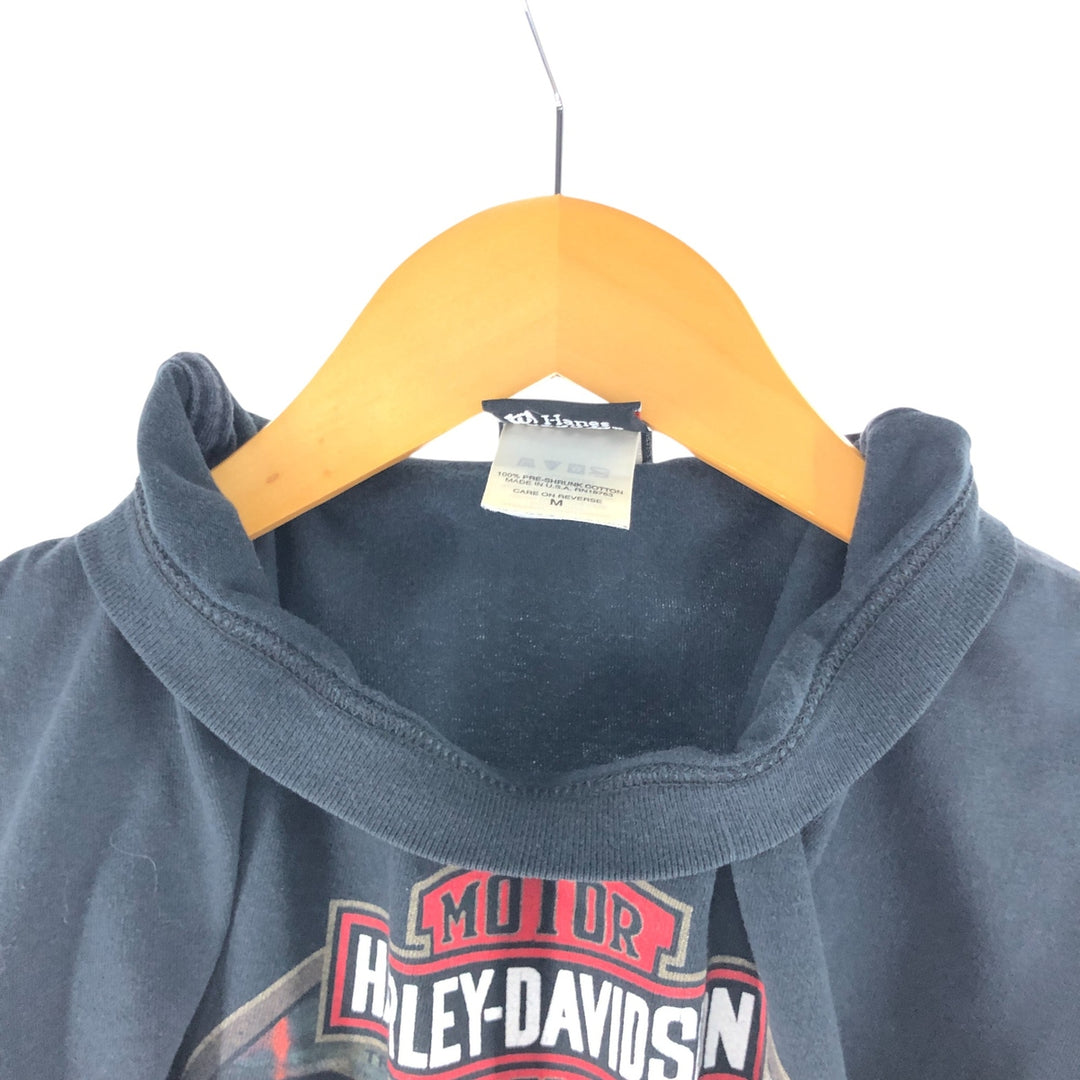 00'S Harley-Davidson Motorcycle Bike T-shirt Made in USA Men's M size cotton black type Vintage Second Hand