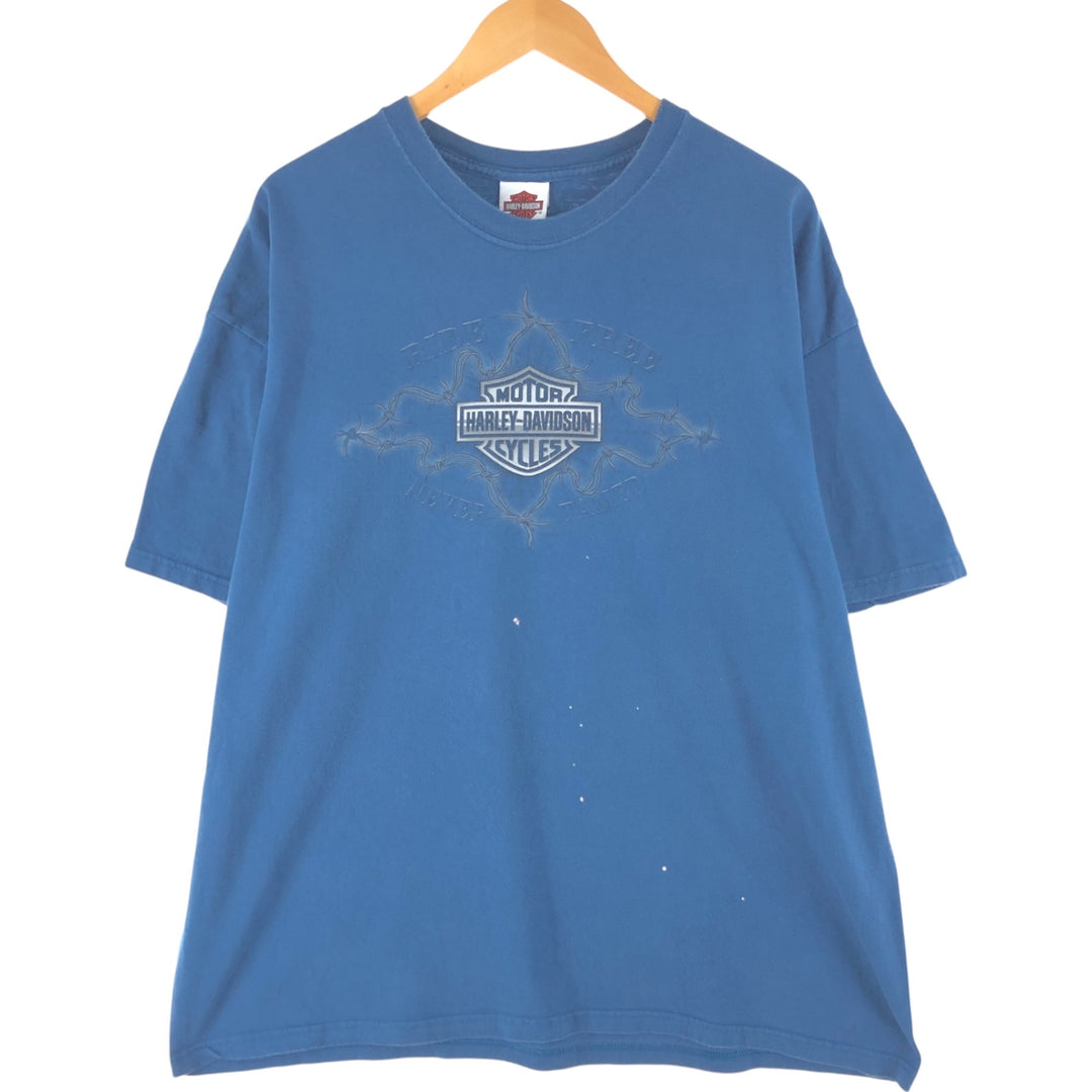 00'S Harley-Davidson Motorcycle Bike T-shirt Made in USA Men's XXL cotton blue type Vintage Second Hand