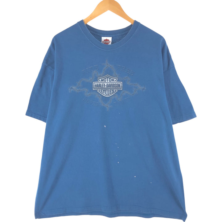 00'S Harley-Davidson Motorcycle Bike T-shirt Made in USA Men's XXL cotton blue type Vintage Second Hand