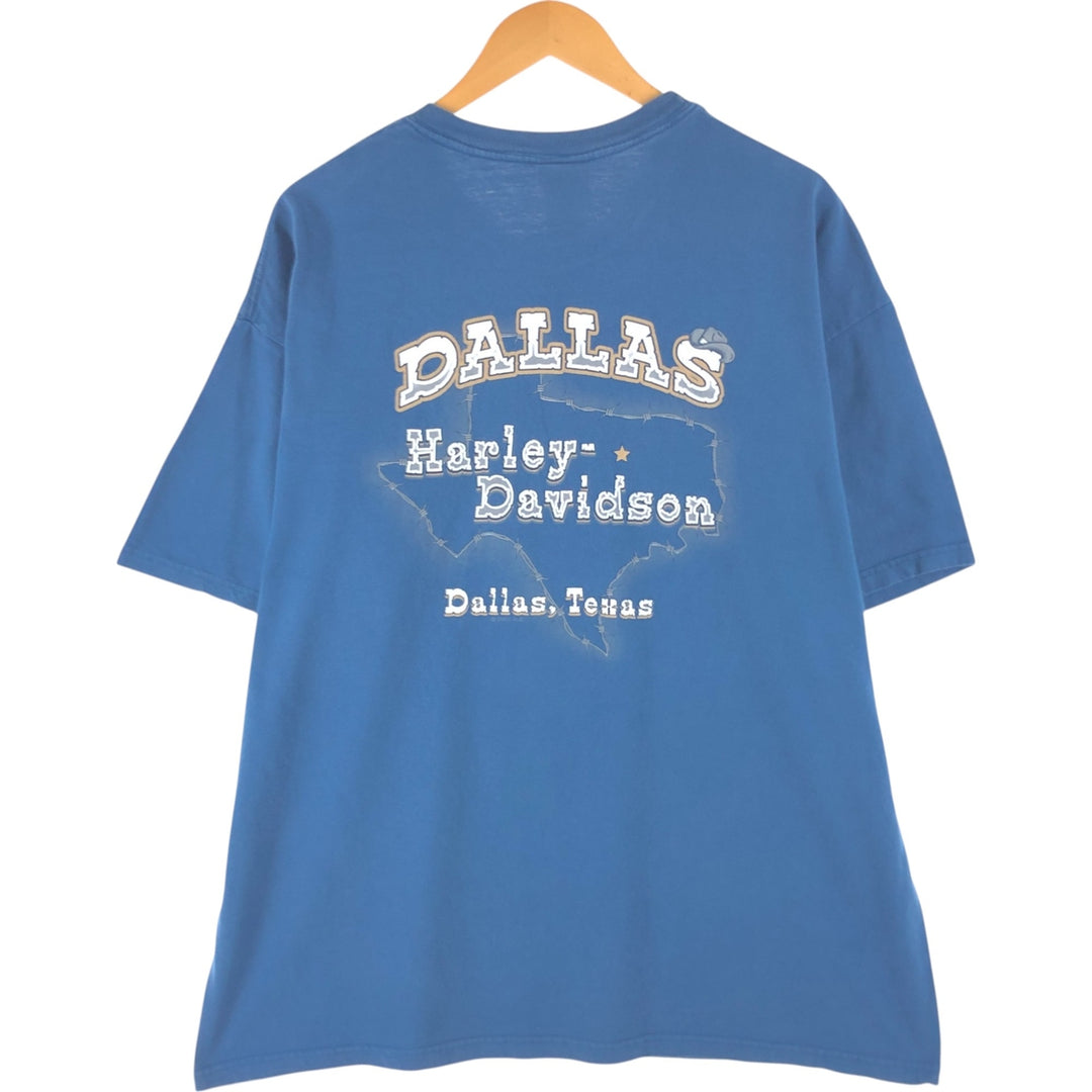 00'S Harley-Davidson Motorcycle Bike T-shirt Made in USA Men's XXL cotton blue type Vintage Second Hand