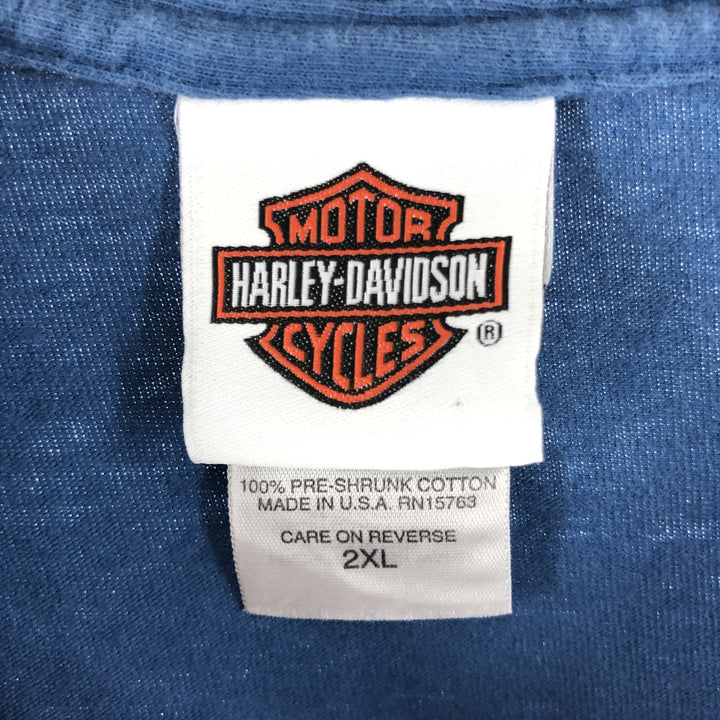 00'S Harley-Davidson Motorcycle Bike T-shirt Made in USA Men's XXL cotton blue type Vintage Second Hand