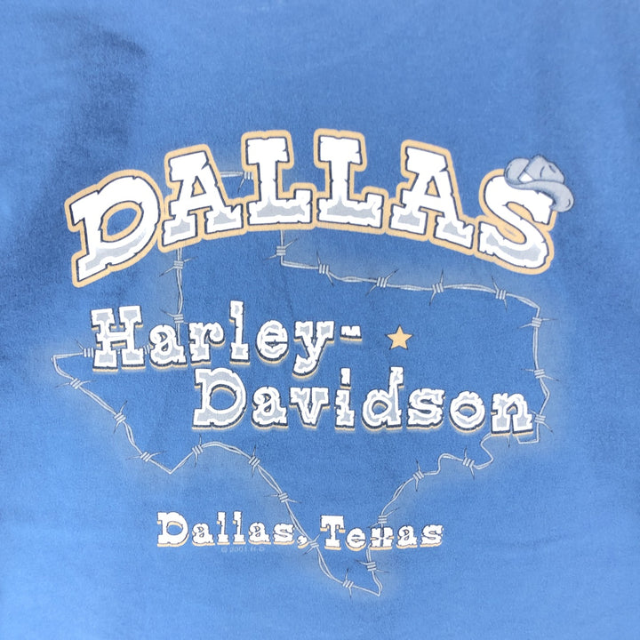 00'S Harley-Davidson Motorcycle Bike T-shirt Made in USA Men's XXL cotton blue type Vintage Second Hand