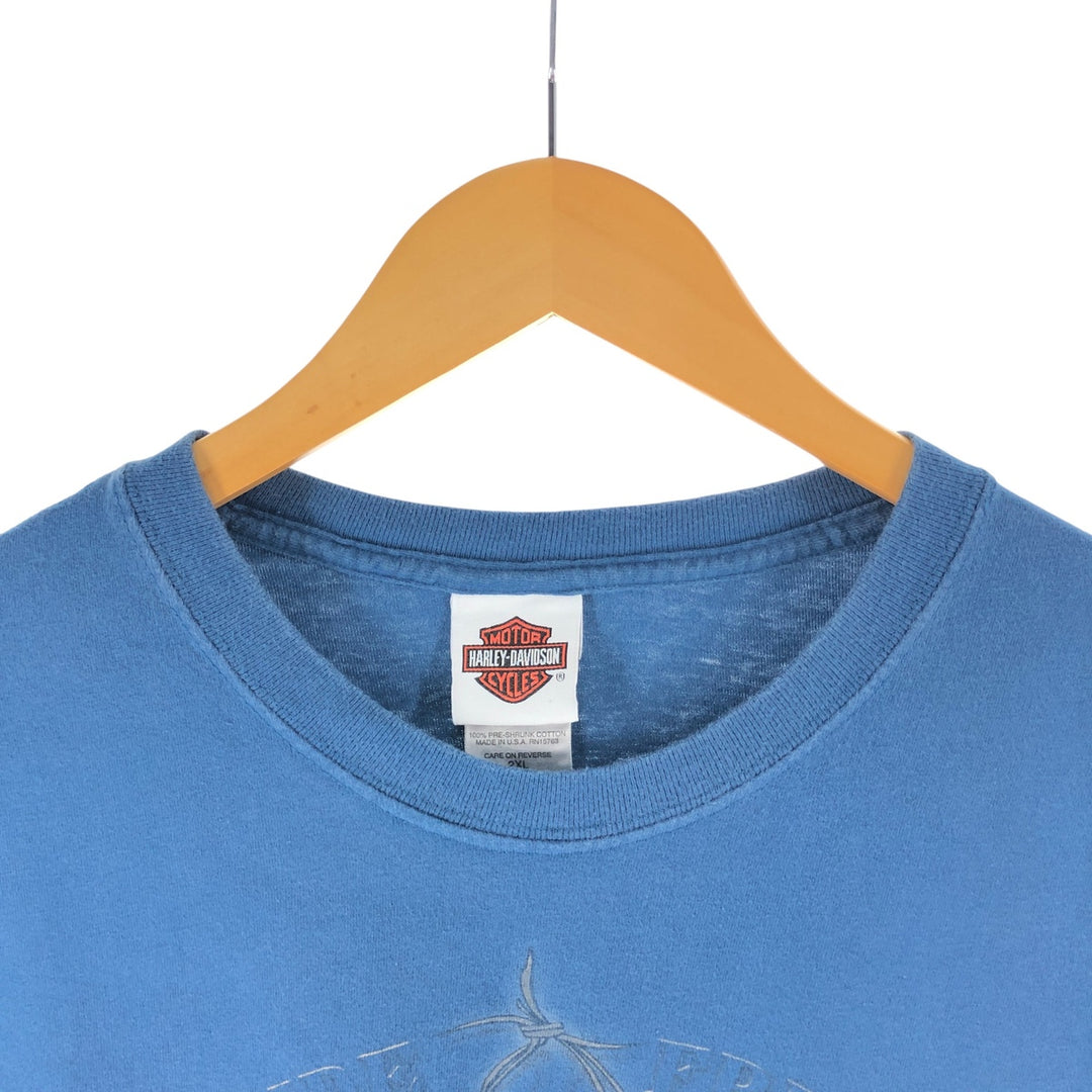 00'S Harley-Davidson Motorcycle Bike T-shirt Made in USA Men's XXL cotton blue type Vintage Second Hand
