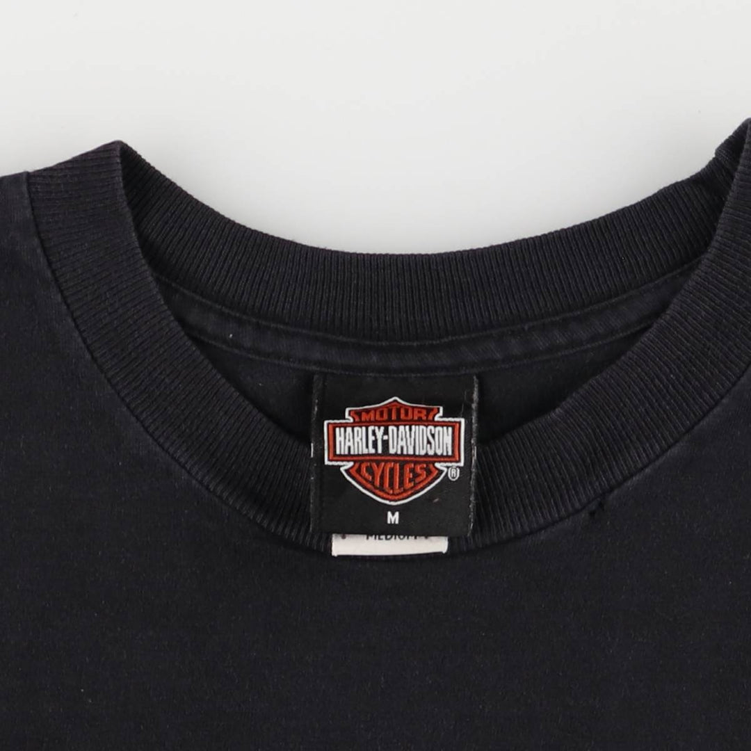 00'S Harley-Davidson Motorcycle Bike T-shirt Made in USA Men's M size cotton black type Vintage Second Hand