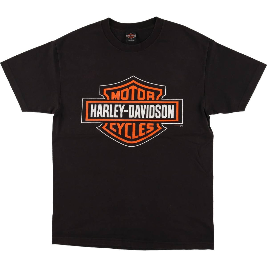 00'S Harley-Davidson Motorcycle Bike T-shirt Made in USA Men's L size cotton black type Vintage Second Hand