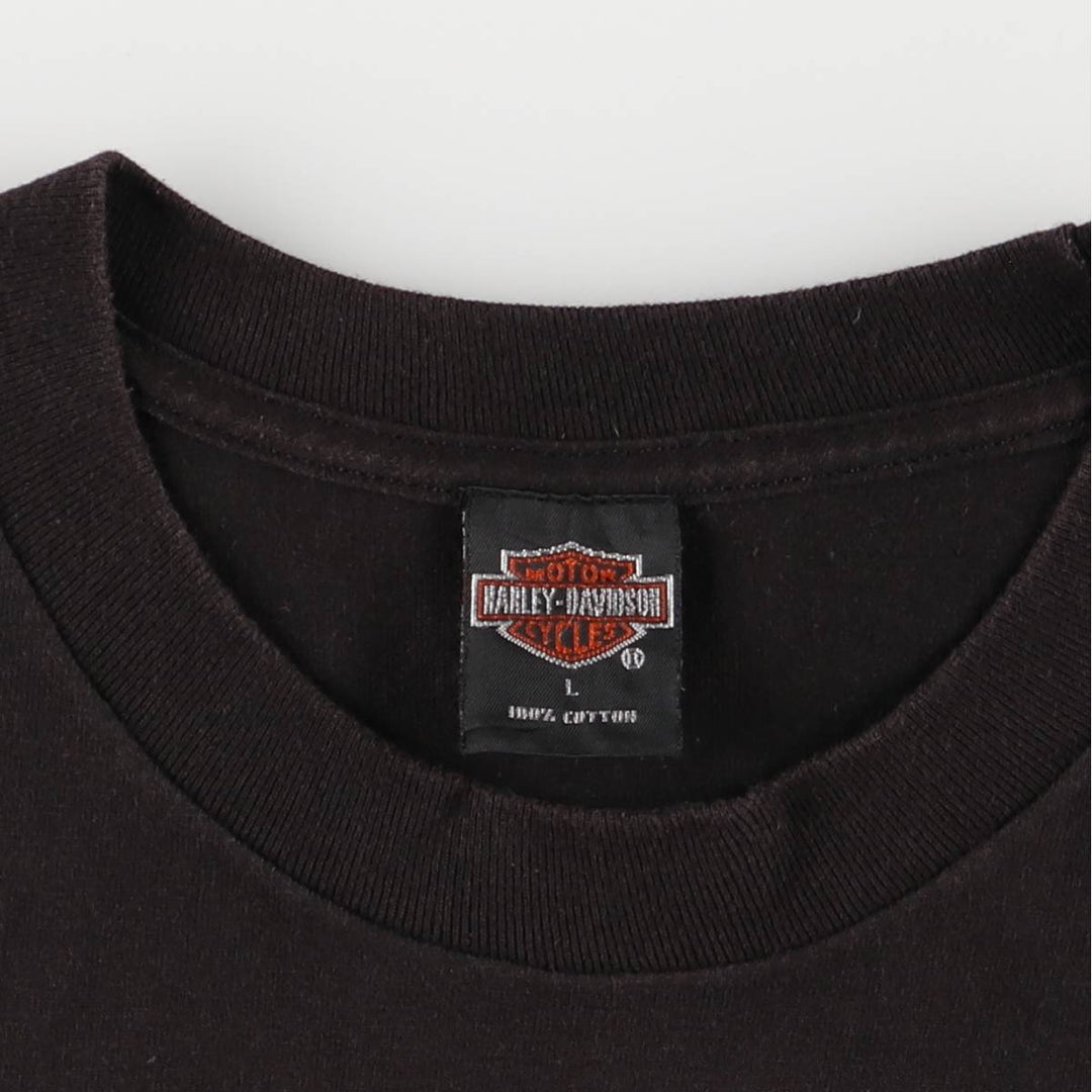 00'S Harley-Davidson Motorcycle Bike T-shirt Made in USA Men's L size cotton black type Vintage Second Hand