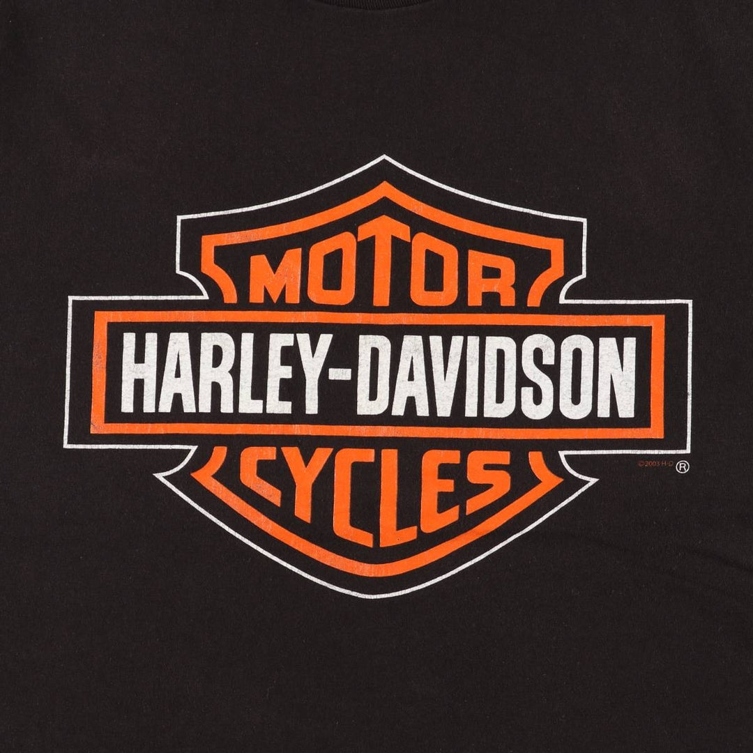 00'S Harley-Davidson Motorcycle Bike T-shirt Made in USA Men's L size cotton black type Vintage Second Hand