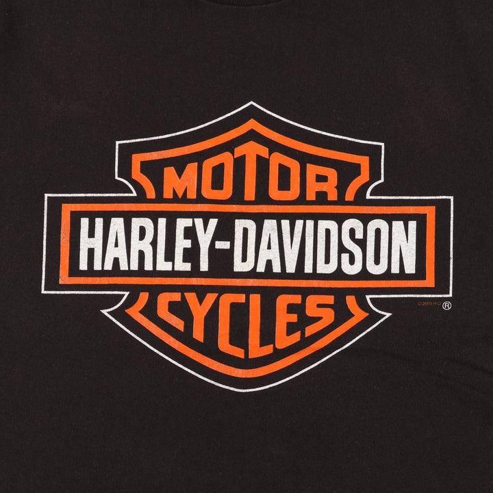 00'S Harley-Davidson Motorcycle Bike T-shirt Made in USA Men's L size cotton black type Vintage Second Hand