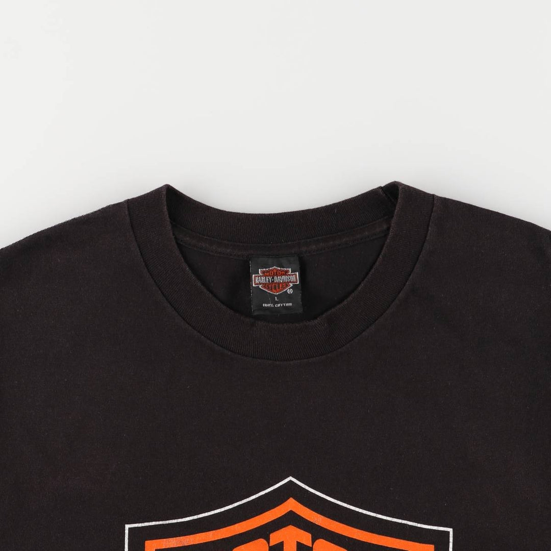 00'S Harley-Davidson Motorcycle Bike T-shirt Made in USA Men's L size cotton black type Vintage Second Hand