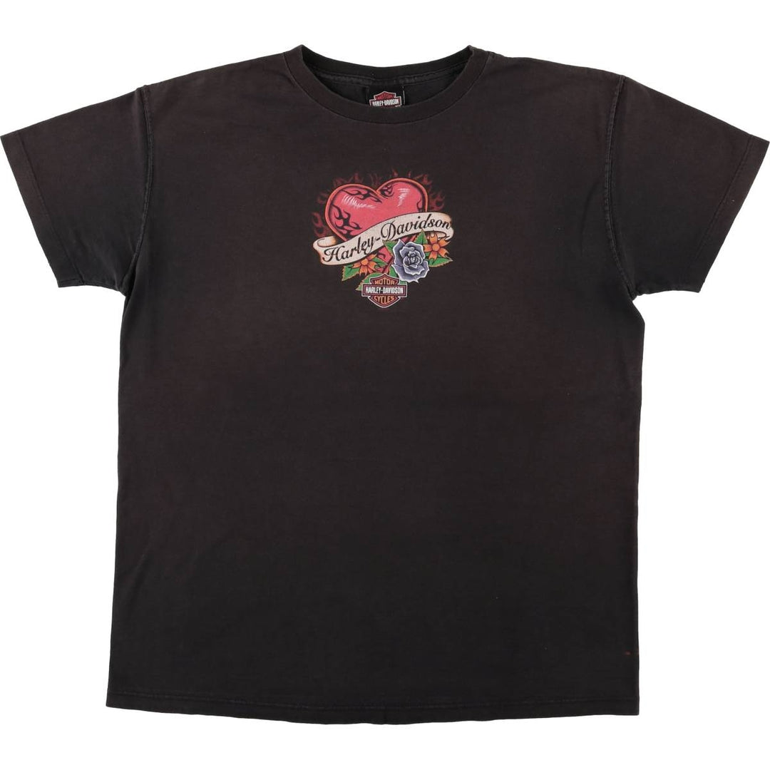 00'S Harley-Davidson Motorcycle Bike T-shirt Made in USA Men's XL cotton black type Vintage Second Hand