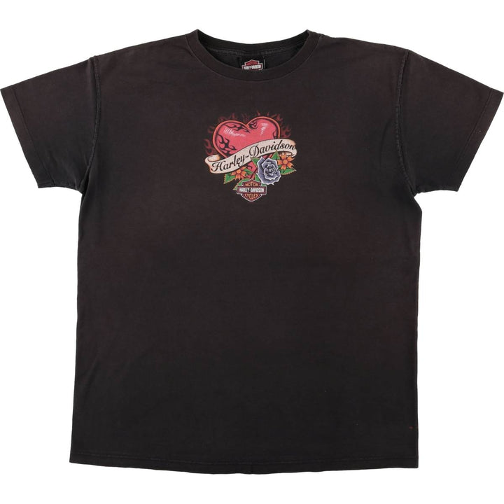 00'S Harley-Davidson Motorcycle Bike T-shirt Made in USA Men's XL cotton black type Vintage Second Hand