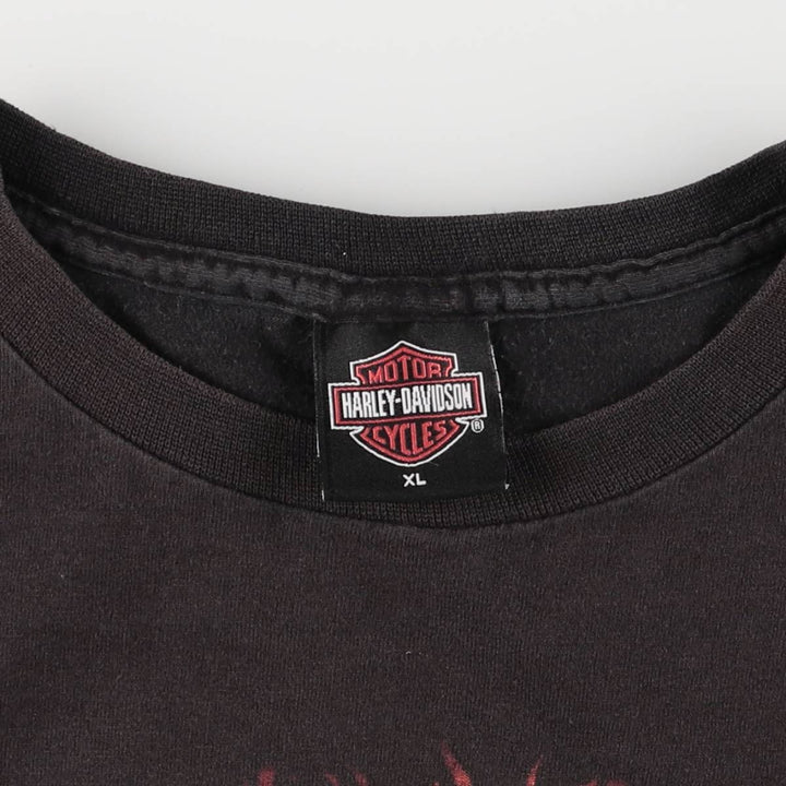 00'S Harley-Davidson Motorcycle Bike T-shirt Made in USA Men's XL cotton black type Vintage Second Hand