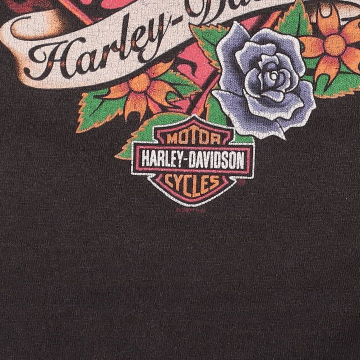 00'S Harley-Davidson Motorcycle Bike T-shirt Made in USA Men's XL cotton black type Vintage Second Hand