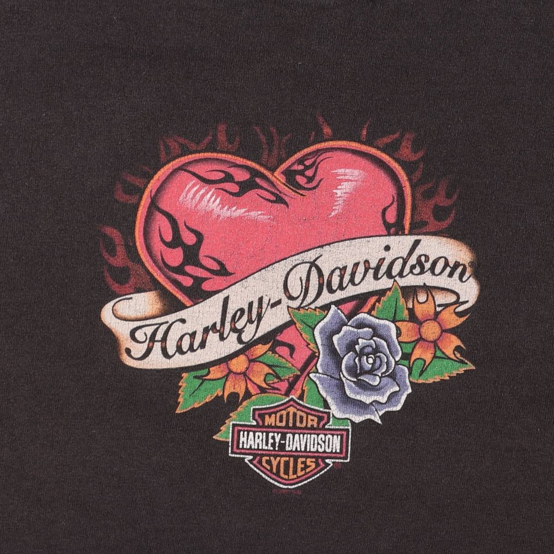 00'S Harley-Davidson Motorcycle Bike T-shirt Made in USA Men's XL cotton black type Vintage Second Hand