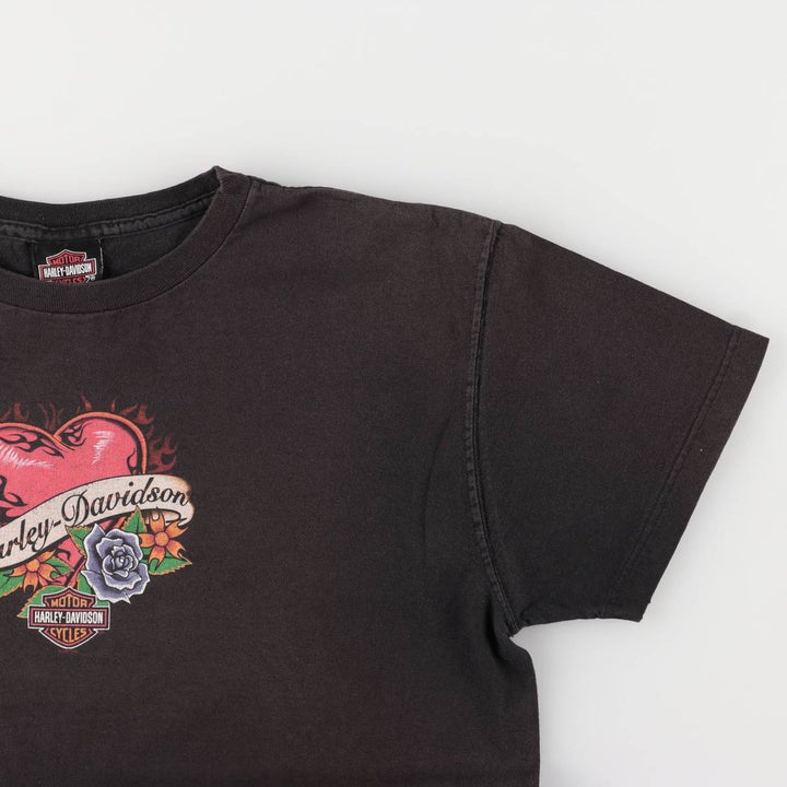 00'S Harley-Davidson Motorcycle Bike T-shirt Made in USA Men's XL cotton black type Vintage Second Hand