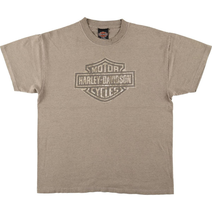 00'S Harley-Davidson Motorcycle Bike T-shirt Made in USA Men's L size cotton Khaki type Vintage Second Hand