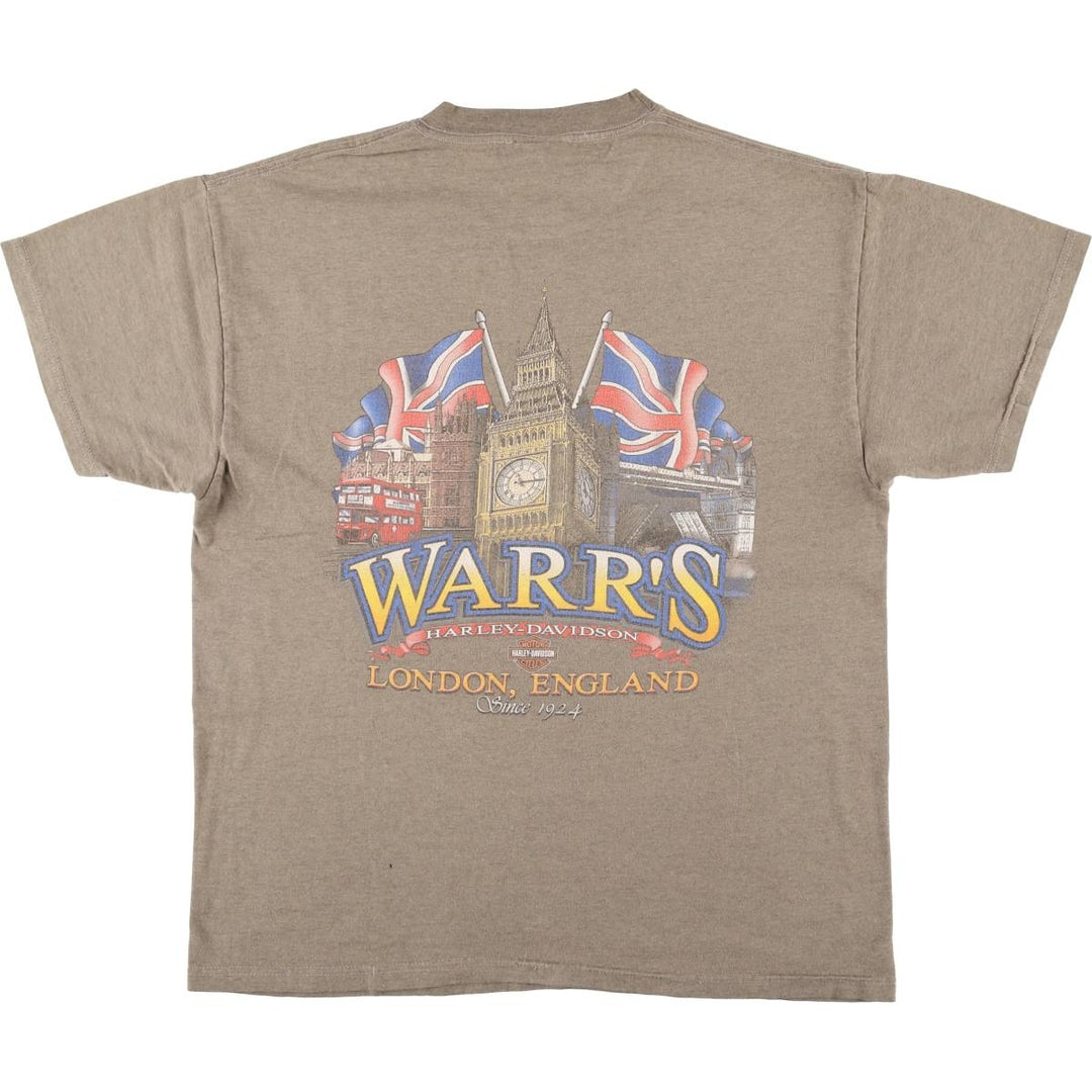 00'S Harley-Davidson Motorcycle Bike T-shirt Made in USA Men's L size cotton Khaki type Vintage Second Hand