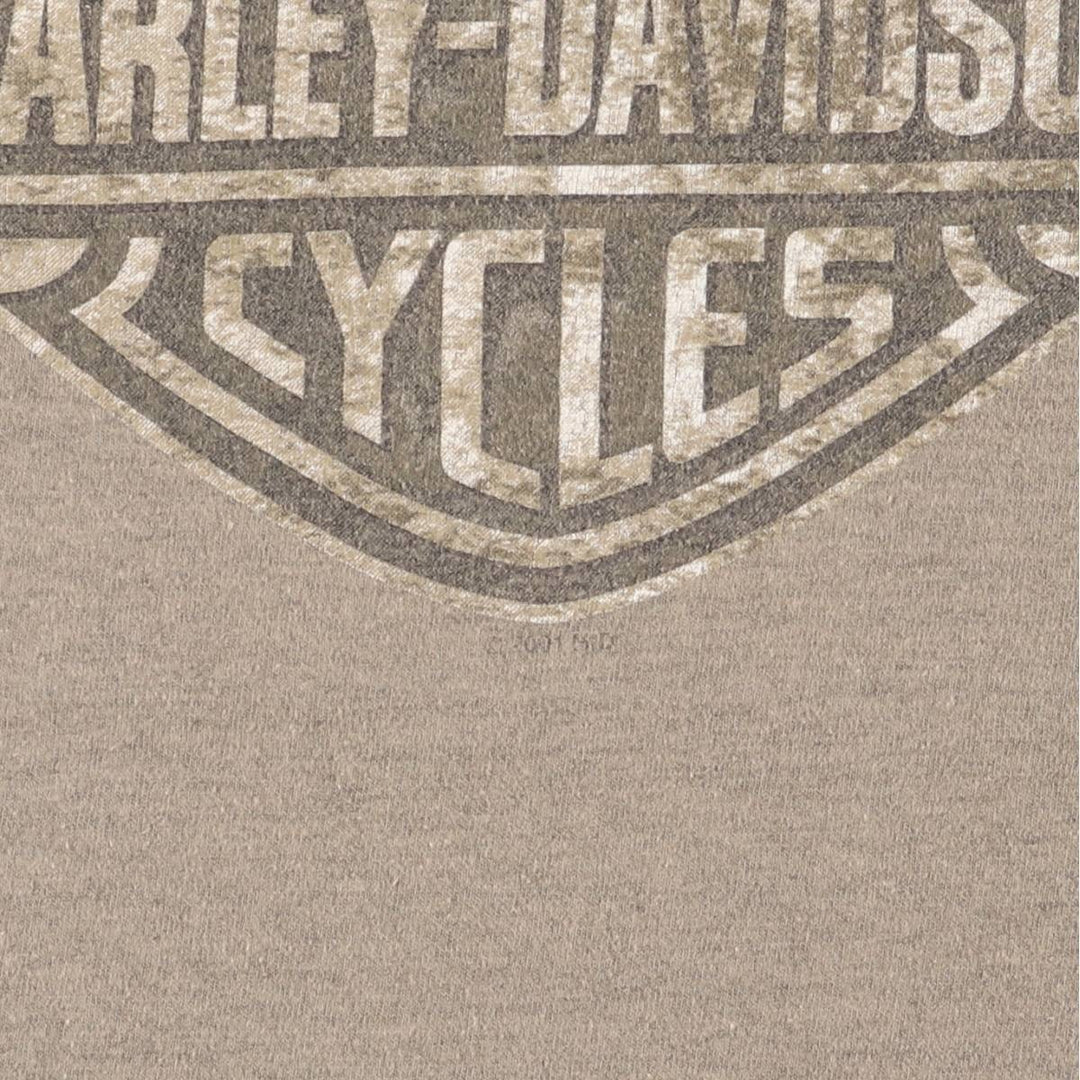 00'S Harley-Davidson Motorcycle Bike T-shirt Made in USA Men's L size cotton Khaki type Vintage Second Hand