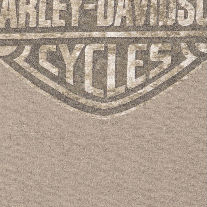 00'S Harley-Davidson Motorcycle Bike T-shirt Made in USA Men's L size cotton Khaki type Vintage Second Hand