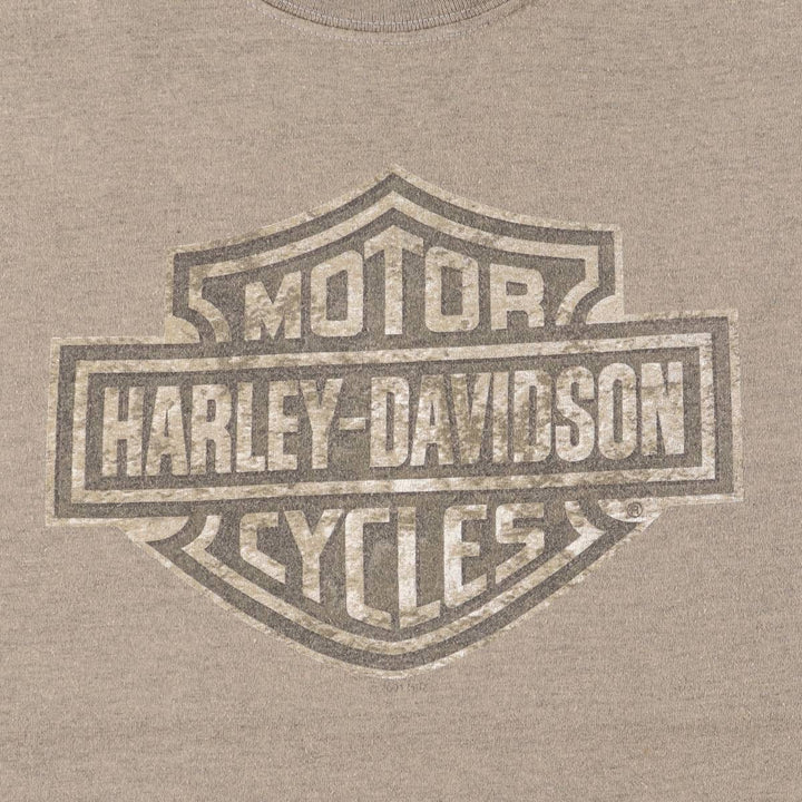 00'S Harley-Davidson Motorcycle Bike T-shirt Made in USA Men's L size cotton Khaki type Vintage Second Hand