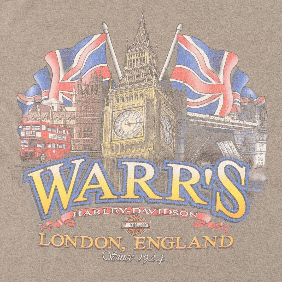 00'S Harley-Davidson Motorcycle Bike T-shirt Made in USA Men's L size cotton Khaki type Vintage Second Hand