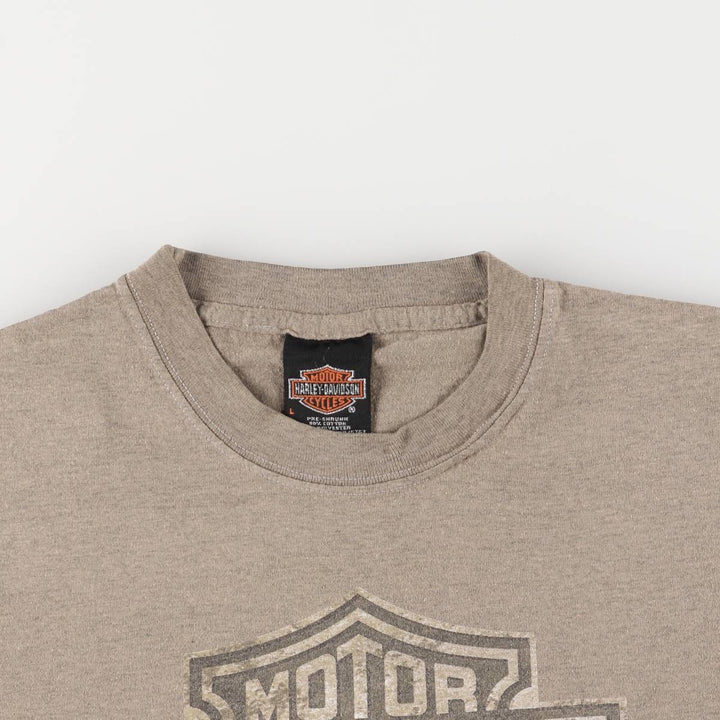 00'S Harley-Davidson Motorcycle Bike T-shirt Made in USA Men's L size cotton Khaki type Vintage Second Hand