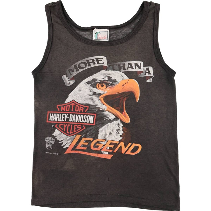 ISLANDER Harley-Davidson Eagle Pattern Tank Top Made in USA Women's Size L Vintage polyester Charcoal Vintage Second Hand
