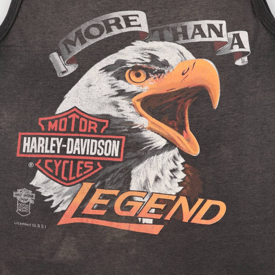 ISLANDER Harley-Davidson Eagle Pattern Tank Top Made in USA Women's Size L Vintage polyester Charcoal Vintage Second Hand