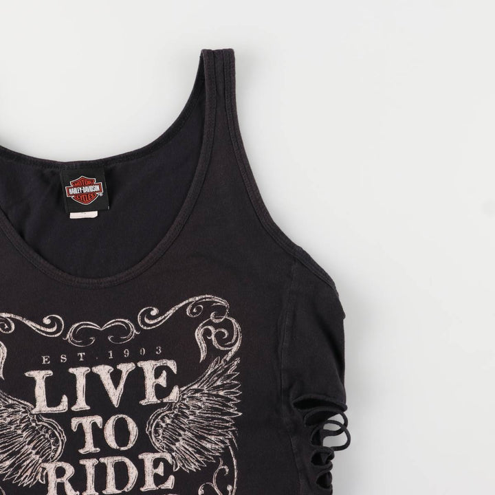 Harley-Davidson Cutout Tank Top Women's XL cotton black type Vintage Second Hand