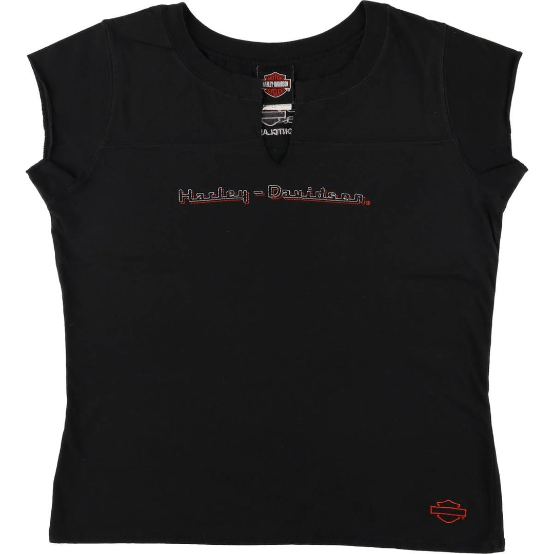 Harley-Davidson Slit Neck Tank Top Women's XL cotton black type Vintage Second Hand