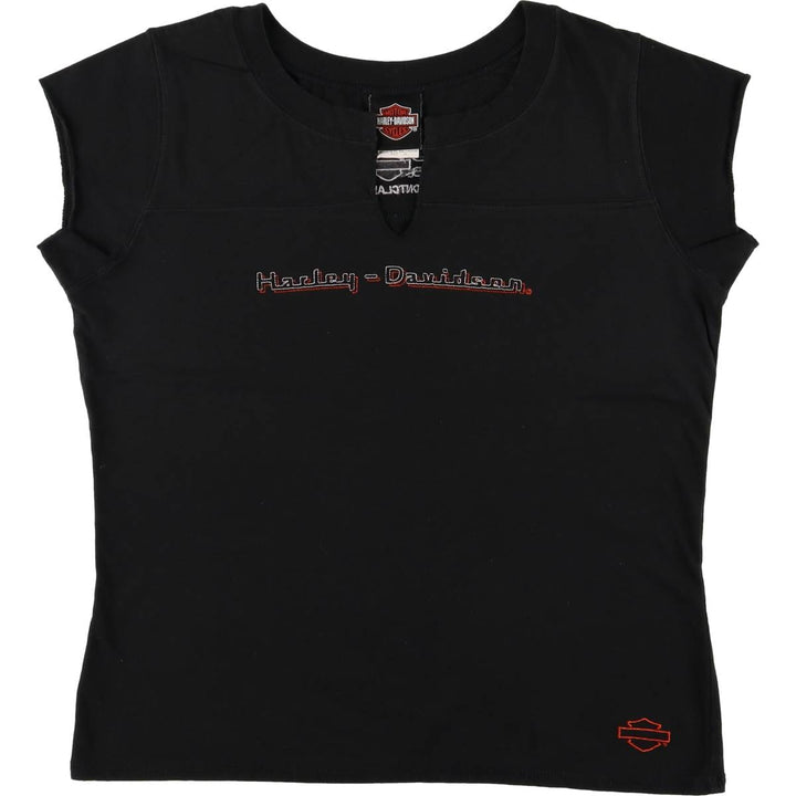 Harley-Davidson Slit Neck Tank Top Women's XL cotton black type Vintage Second Hand