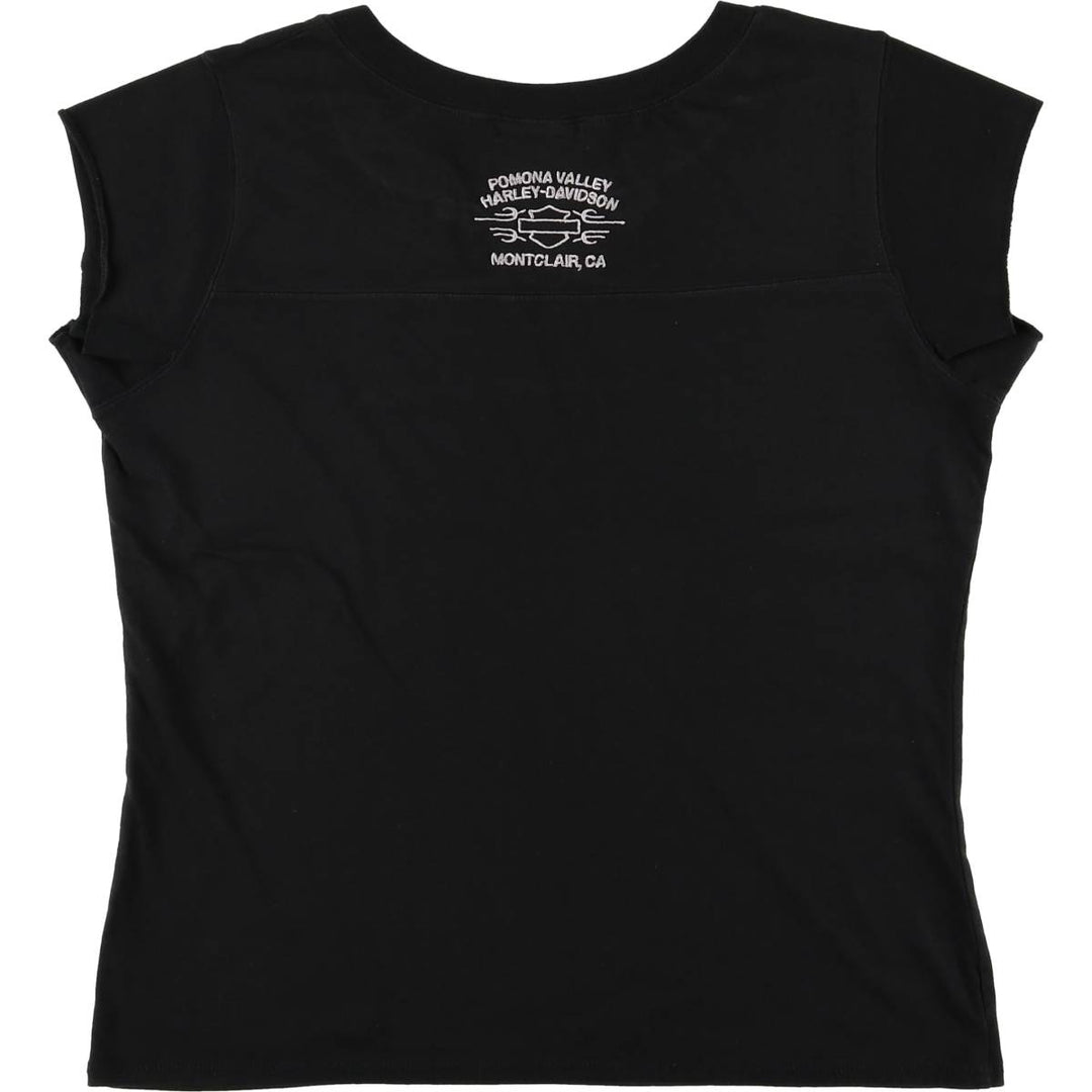 Harley-Davidson Slit Neck Tank Top Women's XL cotton black type Vintage Second Hand