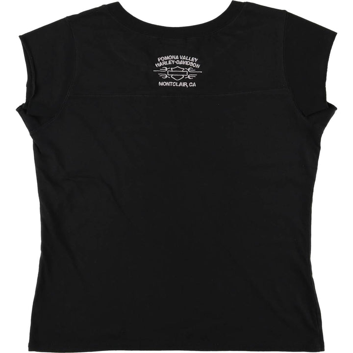 Harley-Davidson Slit Neck Tank Top Women's XL cotton black type Vintage Second Hand