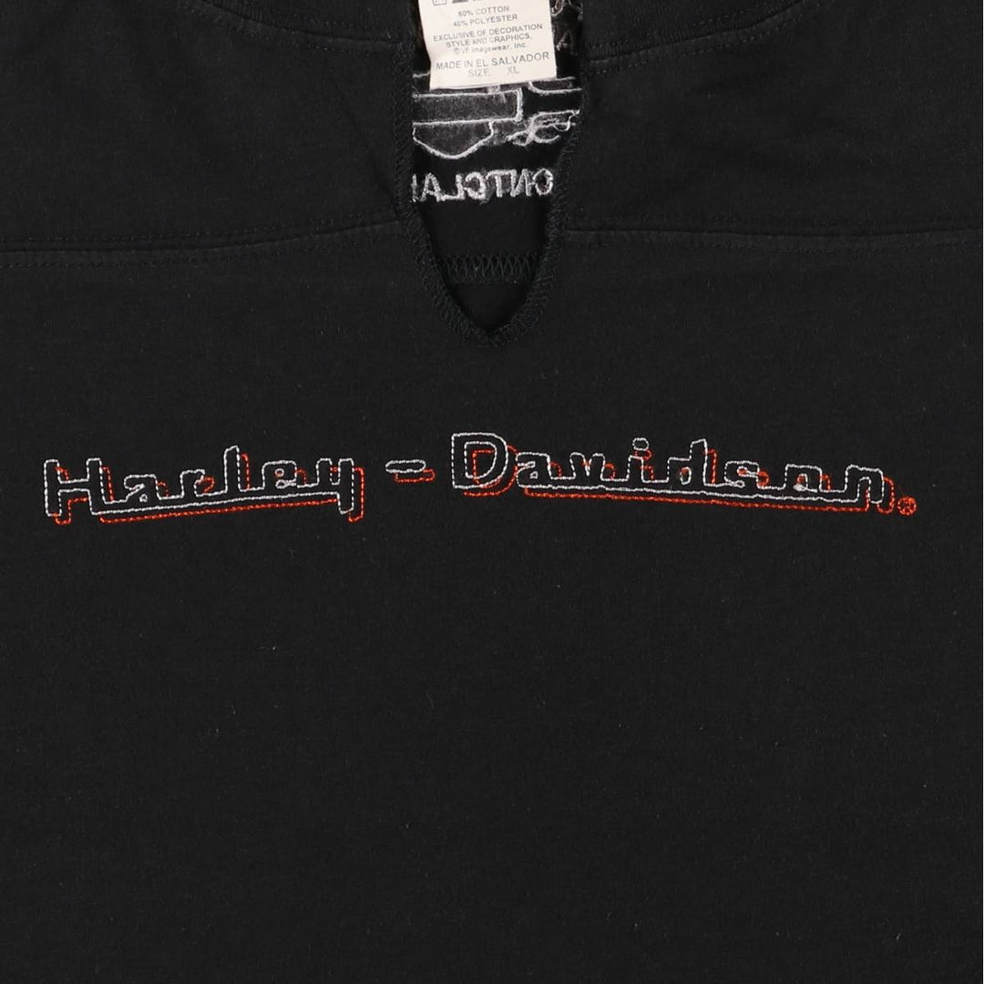 Harley-Davidson Slit Neck Tank Top Women's XL cotton black type Vintage Second Hand
