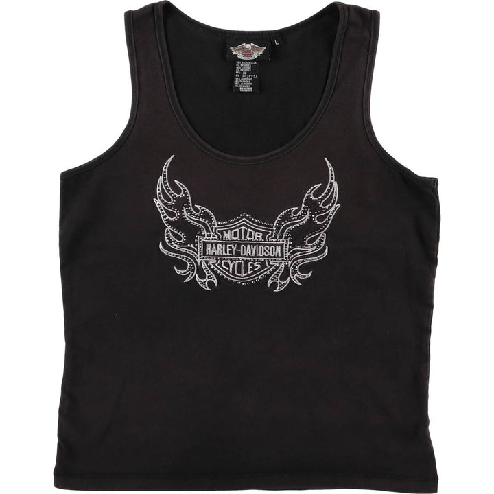 Harley-Davidson Studded Tank Top for Women (Size L) cotton black type Vintage Second Hand