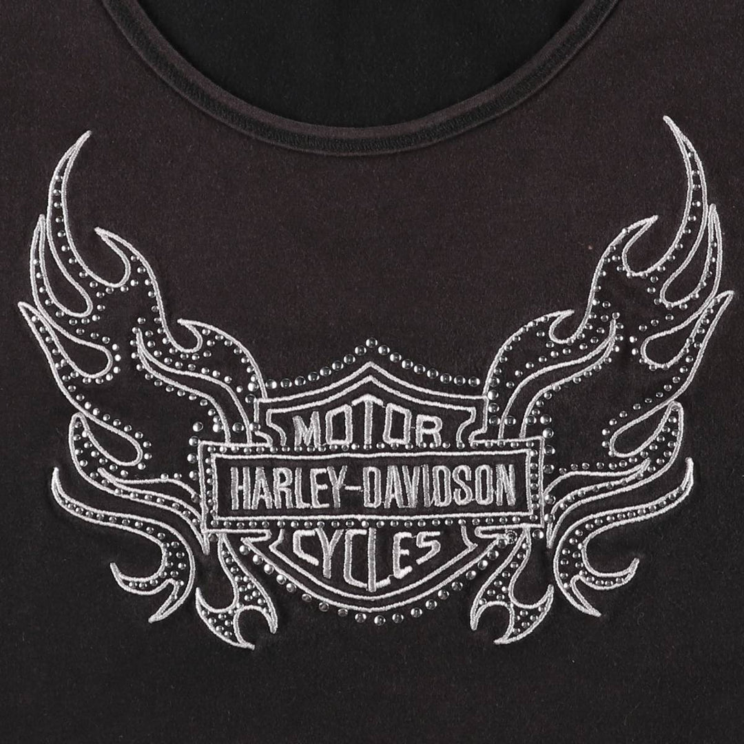 Harley-Davidson Studded Tank Top for Women (Size L) cotton black type Vintage Second Hand