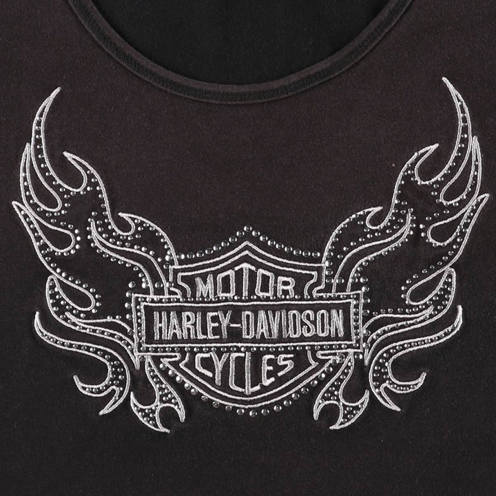 Harley-Davidson Studded Tank Top for Women (Size L) cotton black type Vintage Second Hand