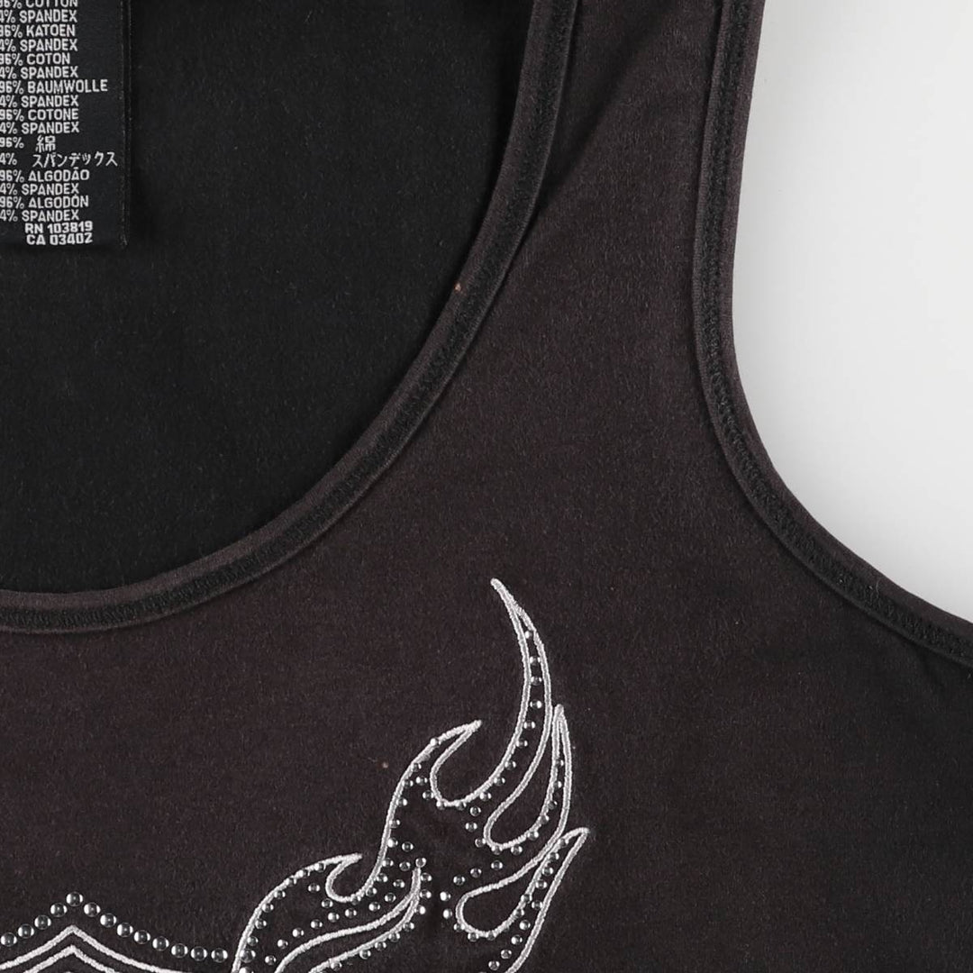 Harley-Davidson Studded Tank Top for Women (Size L) cotton black type Vintage Second Hand