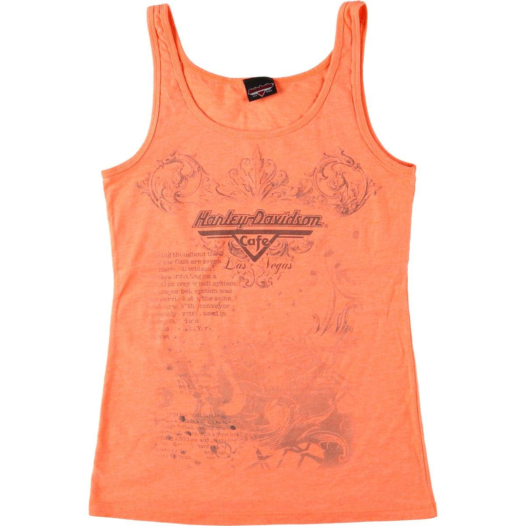 Harley-Davidson Tank Top for Women (Size XS) cotton orange type Vintage Second Hand