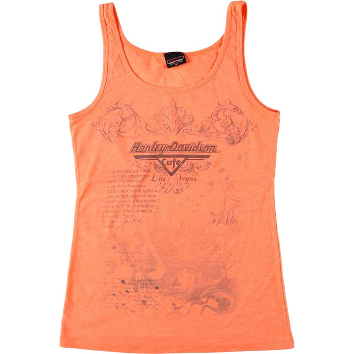 Harley-Davidson Tank Top for Women (Size XS) cotton orange type Vintage Second Hand