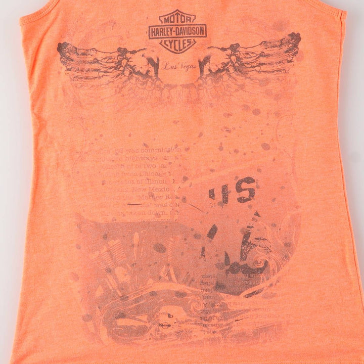Harley-Davidson Tank Top for Women (Size XS) cotton orange type Vintage Second Hand