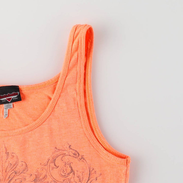 Harley-Davidson Tank Top for Women (Size XS) cotton orange type Vintage Second Hand