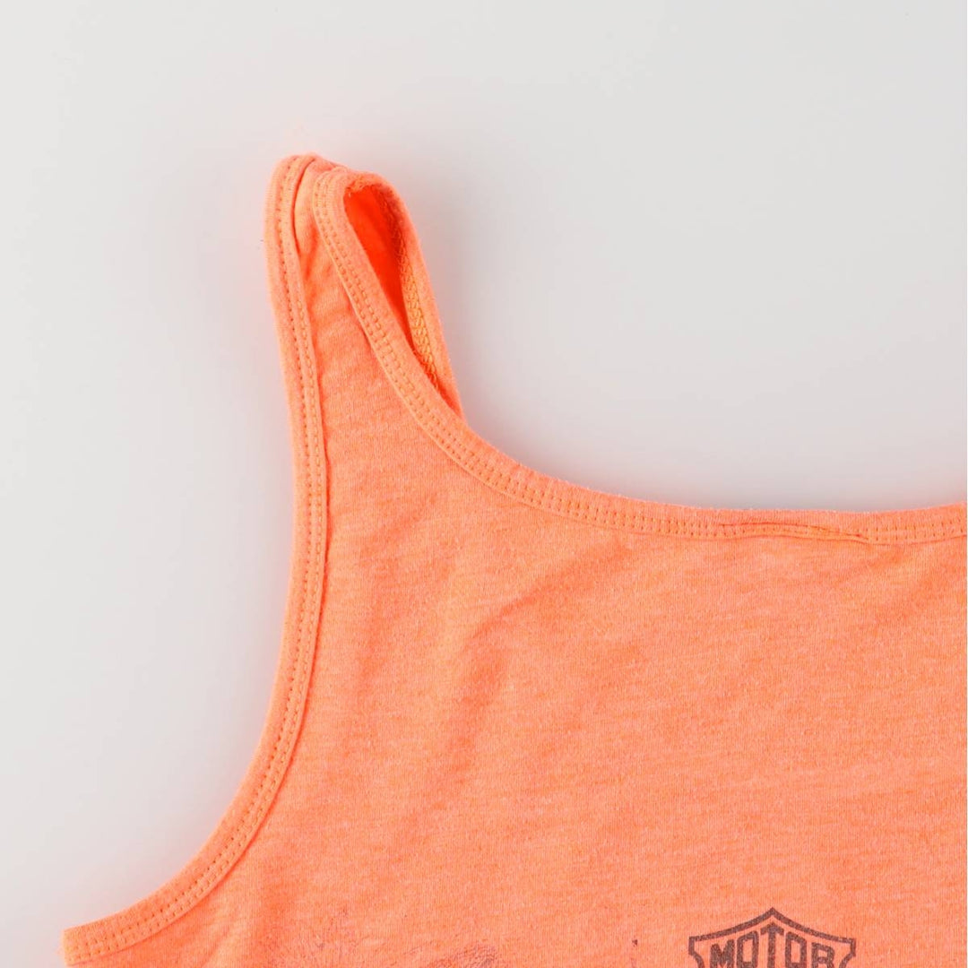 Harley-Davidson Tank Top for Women (Size XS) cotton orange type Vintage Second Hand