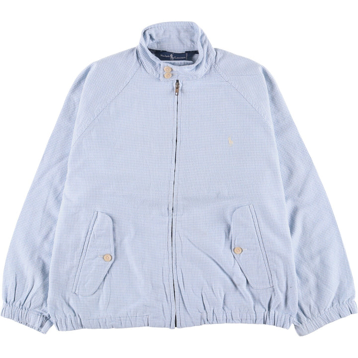 Ralph Lauren Houndstooth Pattern Harrington Jacket Swing Top Men's M Size cotton Blue type light blue Vintage Second Hand