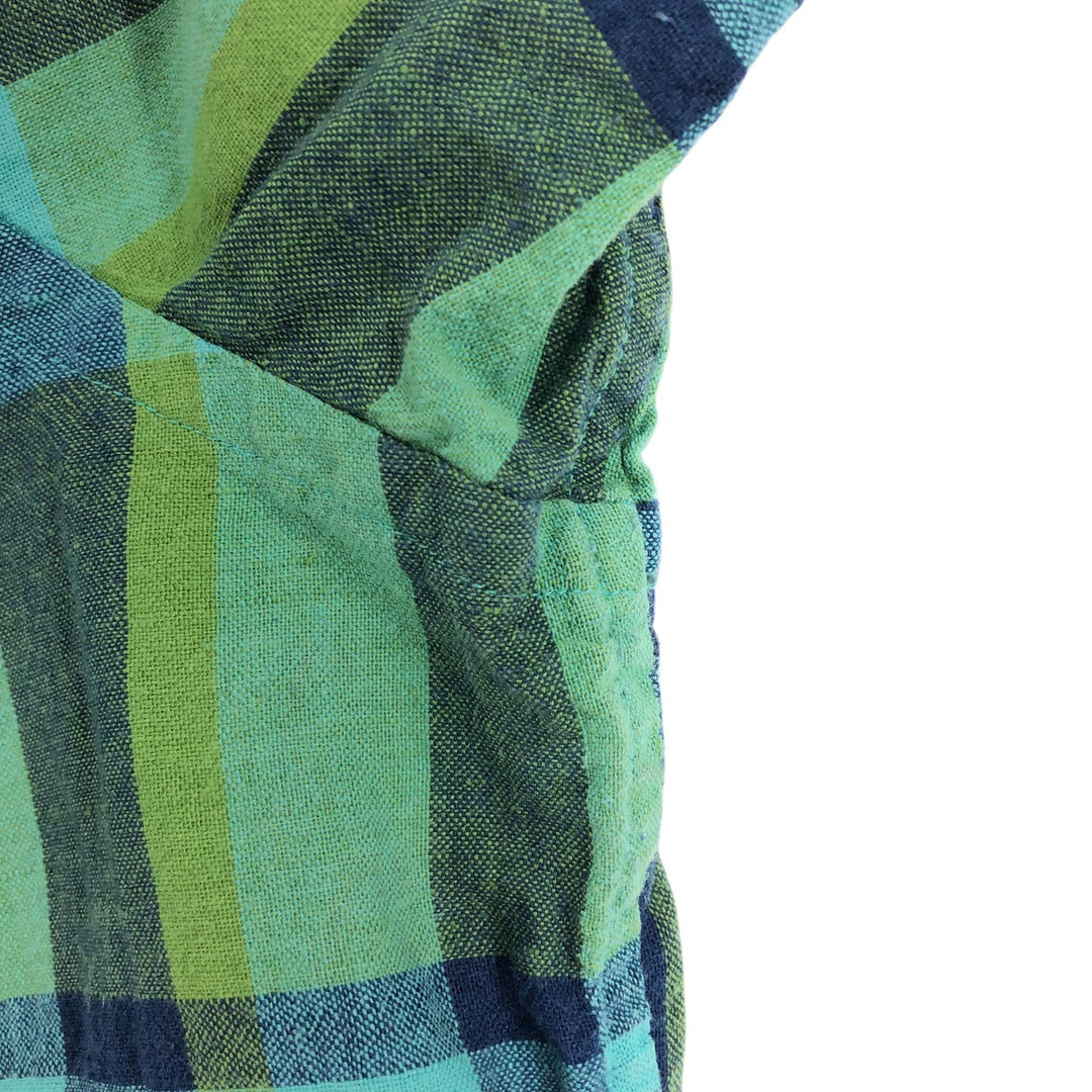 Banana Republic Check Pattern Short Sleeve Cotton x Linen Shirt Men's XL linen green type Vintage Second Hand