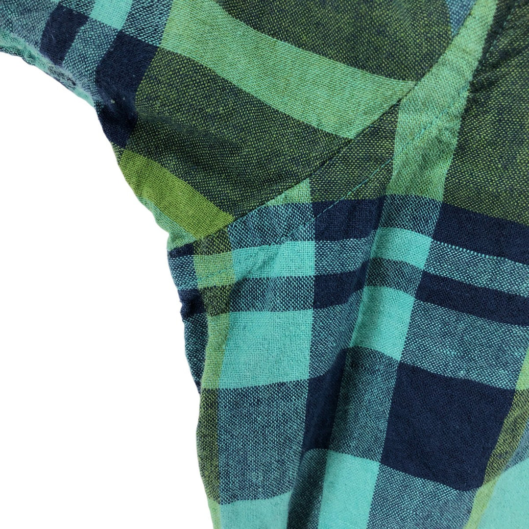 Banana Republic Check Pattern Short Sleeve Cotton x Linen Shirt Men's XL linen green type Vintage Second Hand