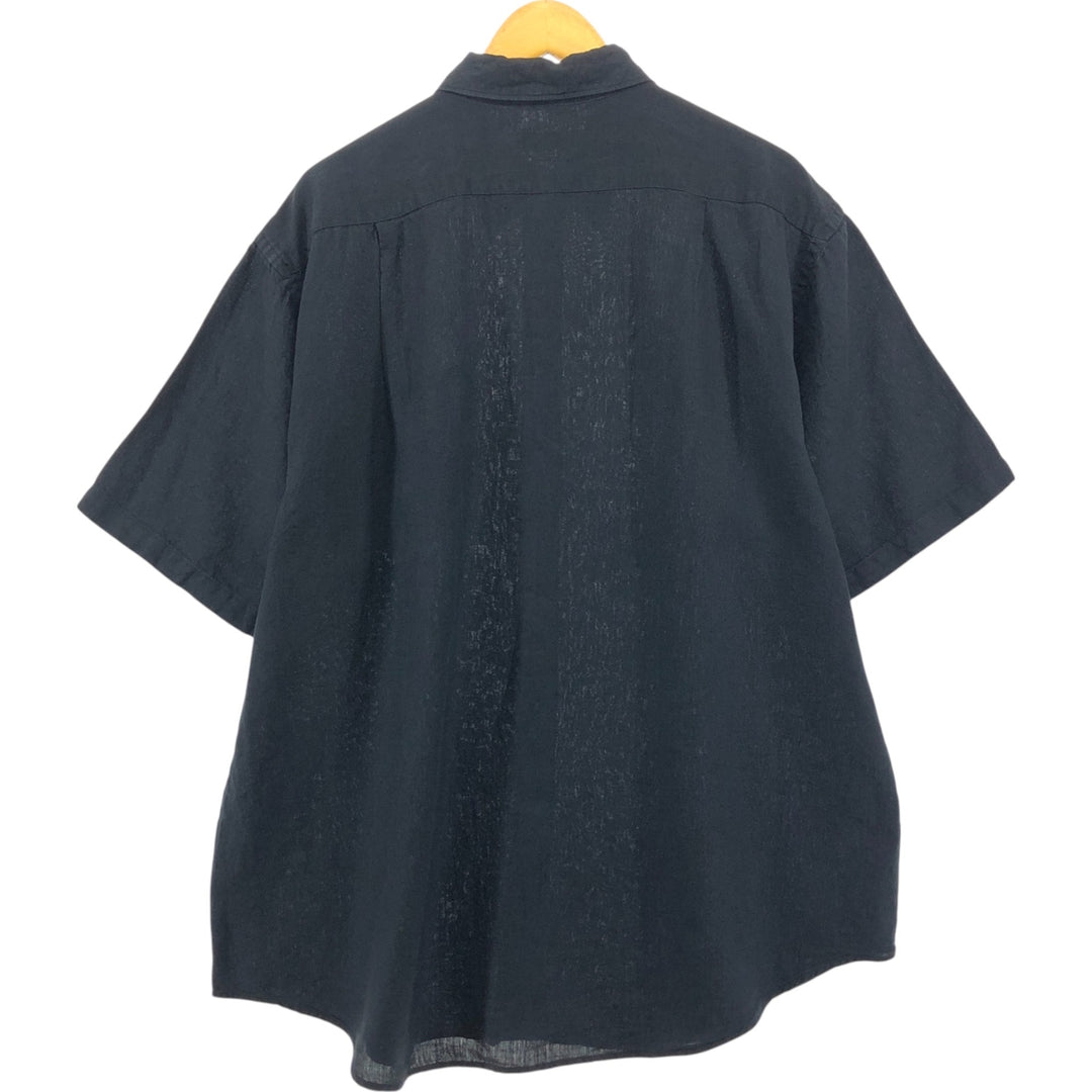 NAUTICA short sleeve linen shirt, men's size XL linen black type Vintage Second Hand